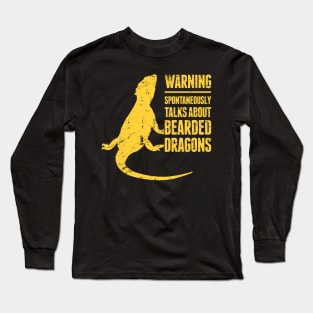 WARNING | Funny Bearded Dragon Graphic Long Sleeve T-Shirt